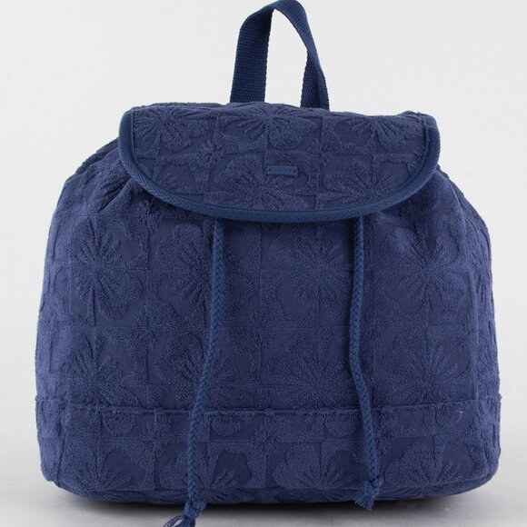 ROXY Bliss Blue Full Terry Cloth Small Backpack/NWT - Picture 1 of 16